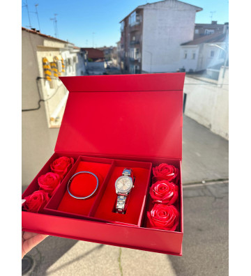 PACK ROJO CON RELOJ DORADO